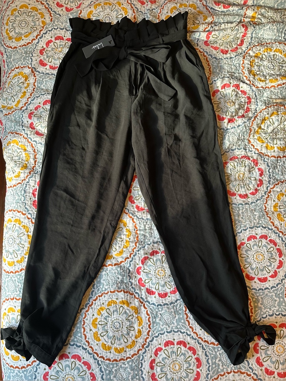 Lulu's Outstanding Effort Black Paperbag Waist Trouser Pants